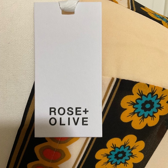 NWT Rose & Olive Boho Floral Print Kimono Blouse peach brown blue orange - Picture 7 of 8